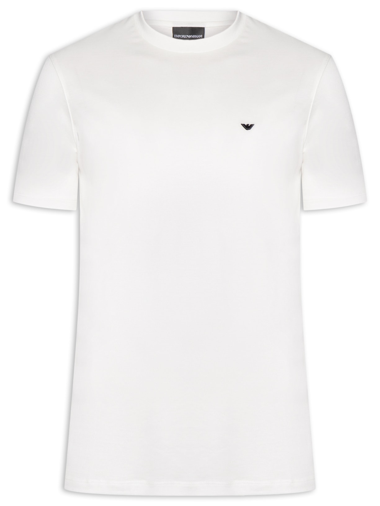Camiseta Masculina Logo Águia Bordado Lyocell Branco Emporio Armani