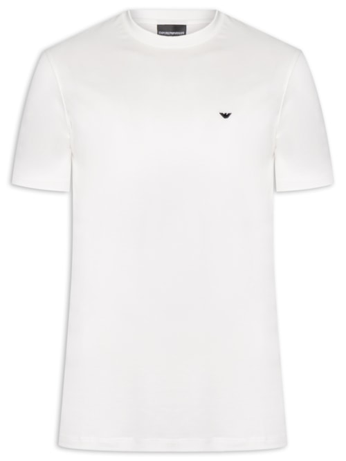 Camiseta Masculina Logo Águia Bordado Lyocell - Branco