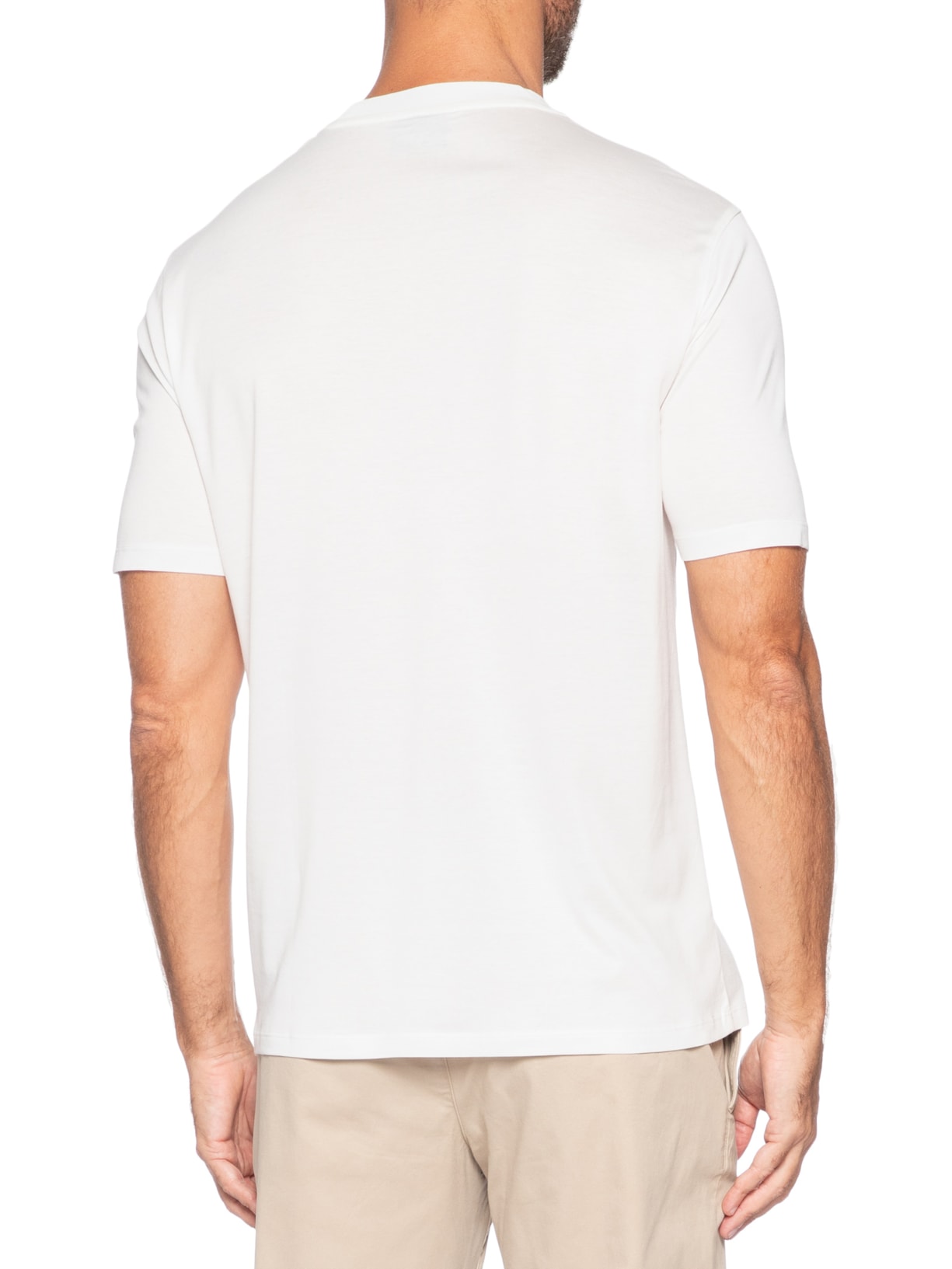 Camiseta Masculina Logo Águia Bordado Lyocell Branco Emporio Armani