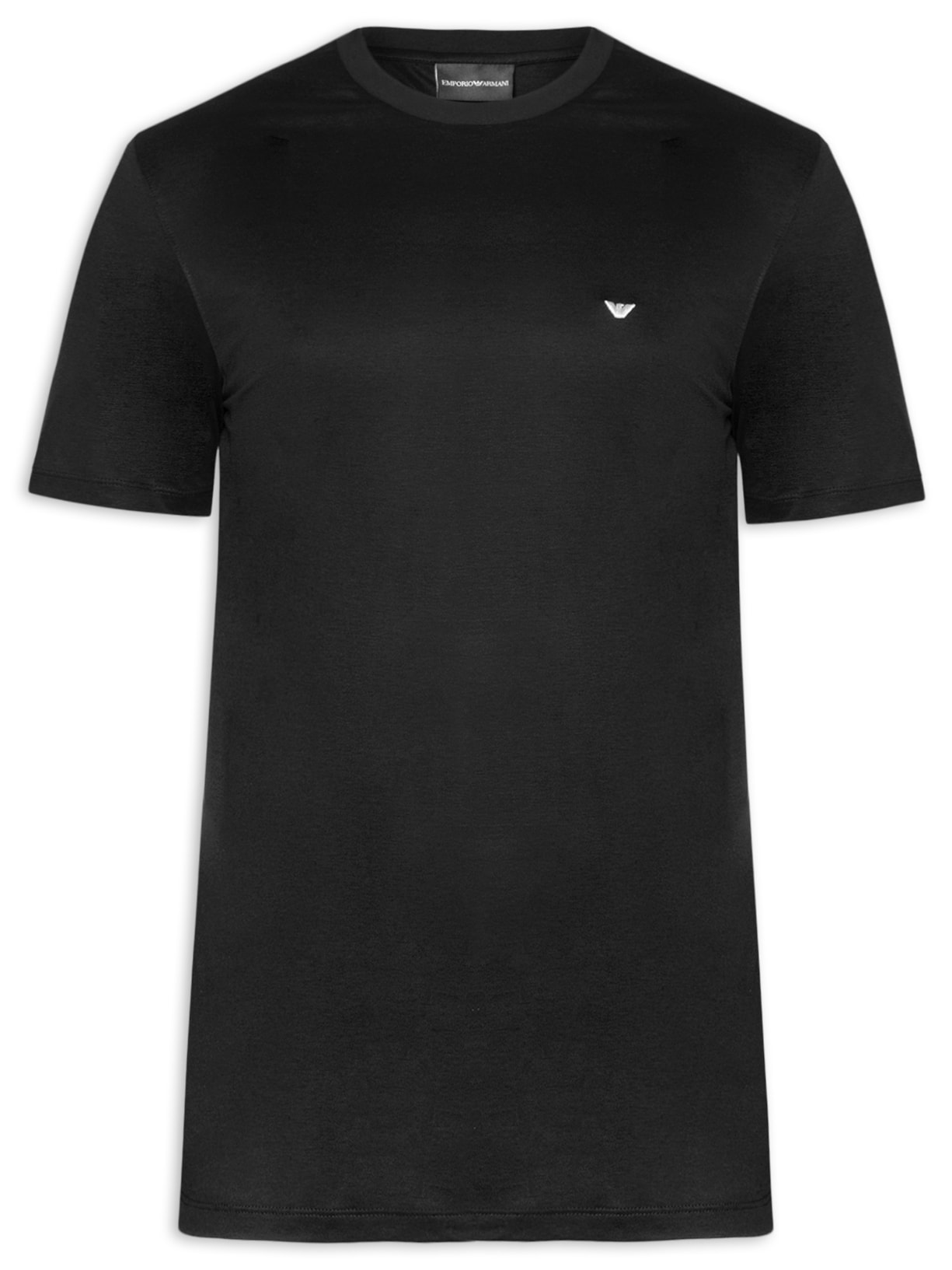 Camiseta Masculina Logo Águia Bordado Lyocell Preto Emporio Armani