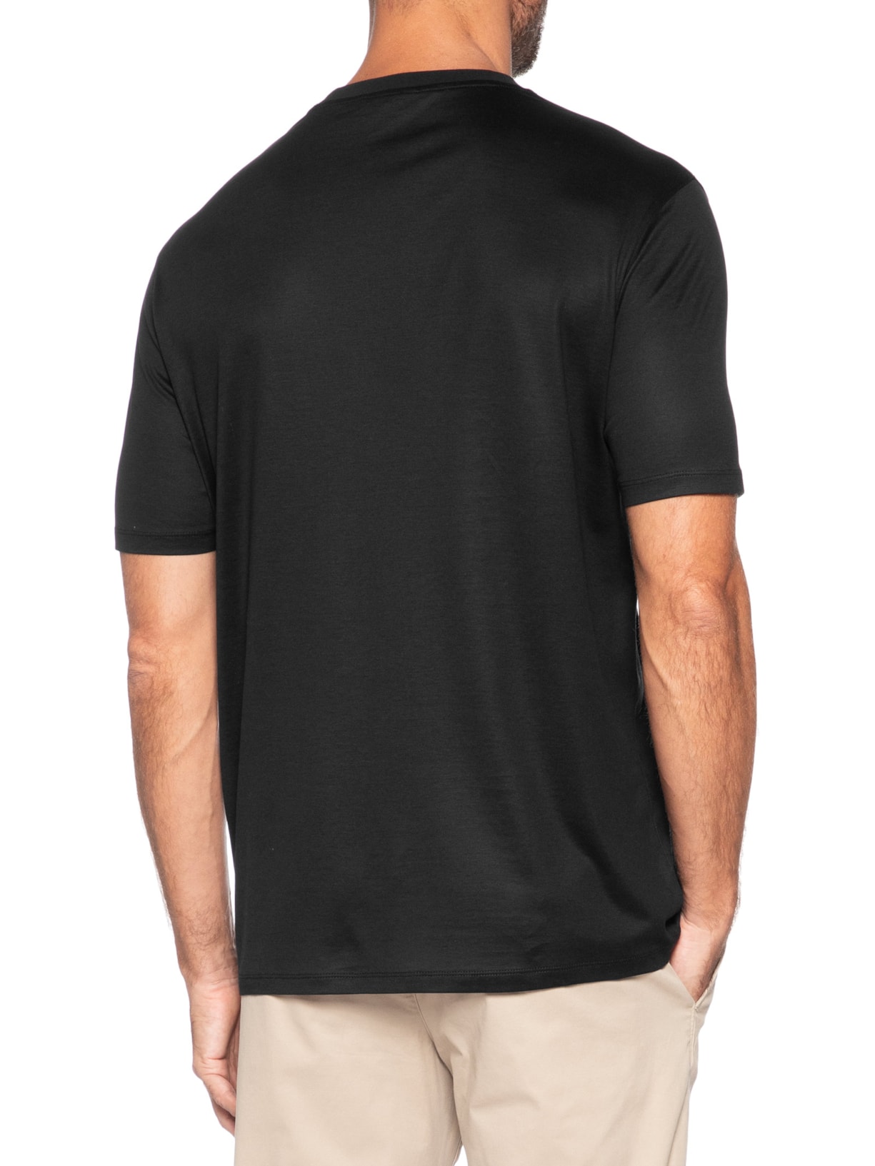 Camiseta Masculina Logo Águia Bordado Lyocell Preto Emporio Armani