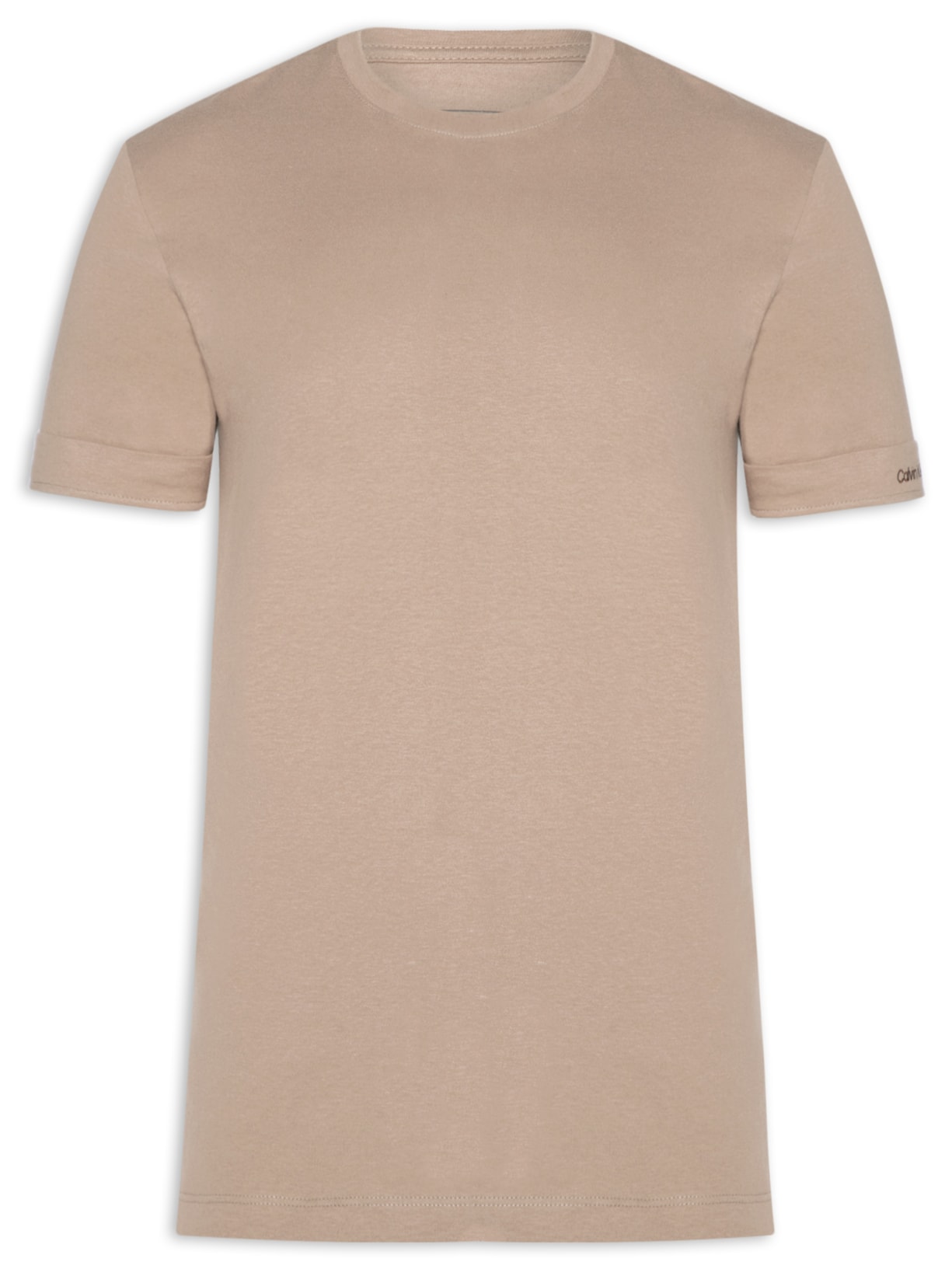 Camiseta Masculina Logo Bordado Manga - Bege