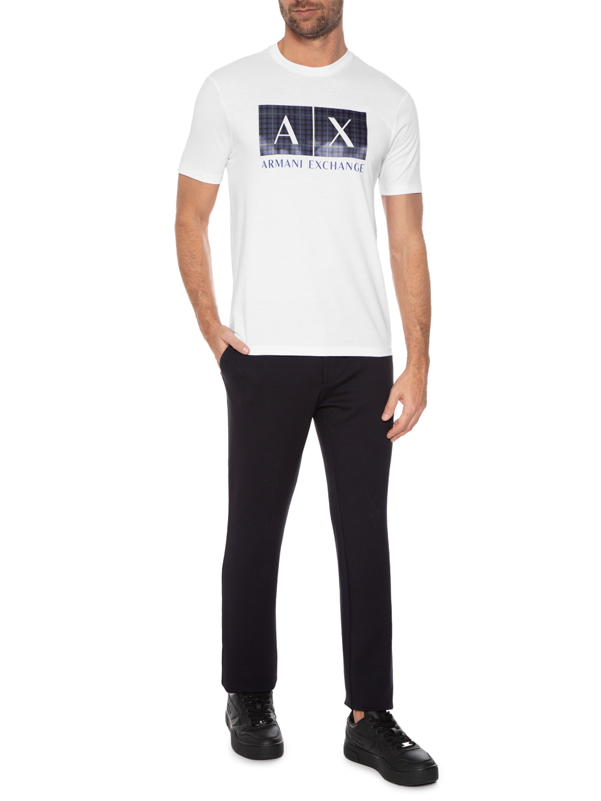 Camiseta Masculina Logo Branco Armani Exchange