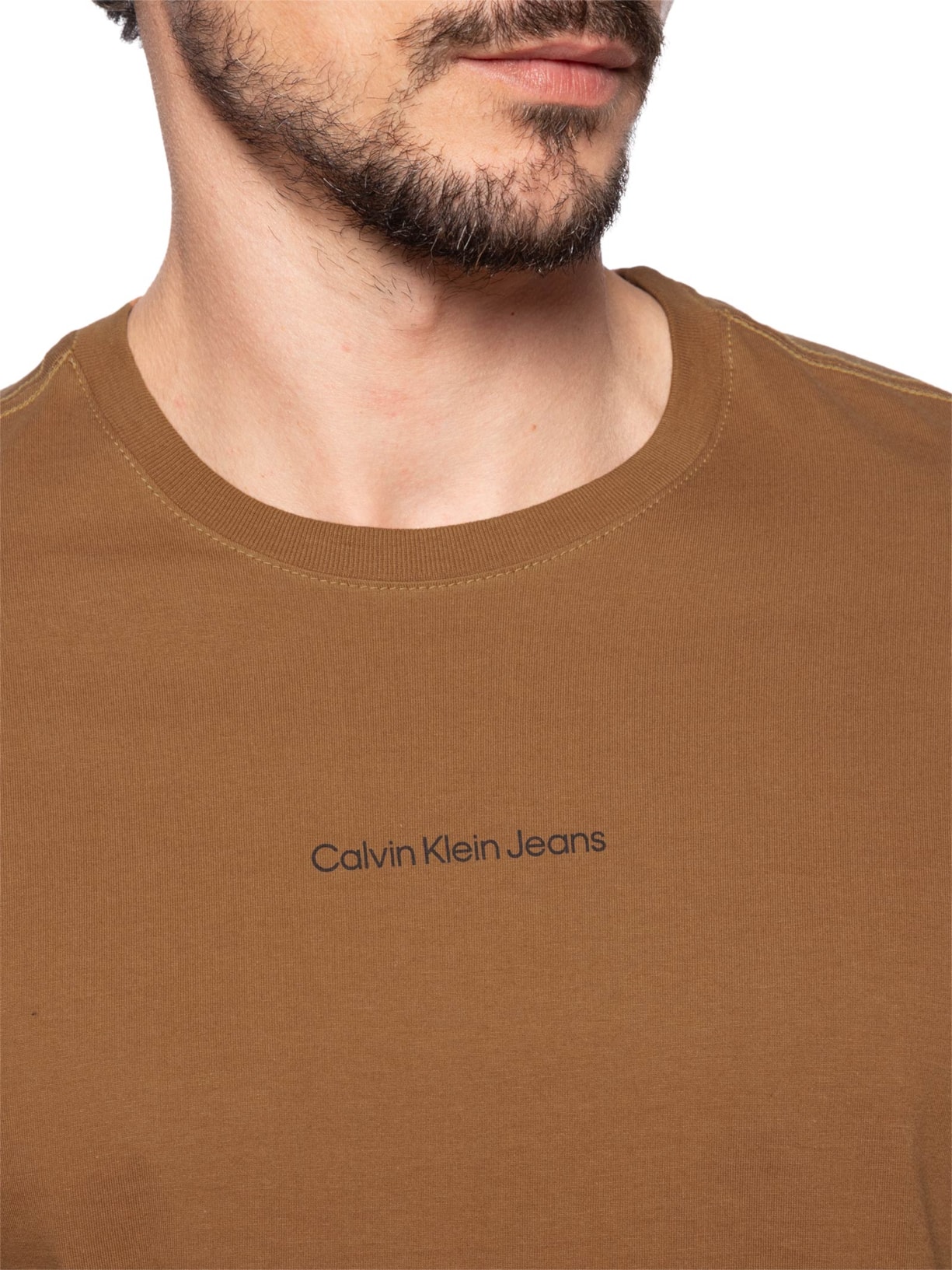 Camiseta Masculina Logo Centralizado Marrom Calvin Klein Jeans