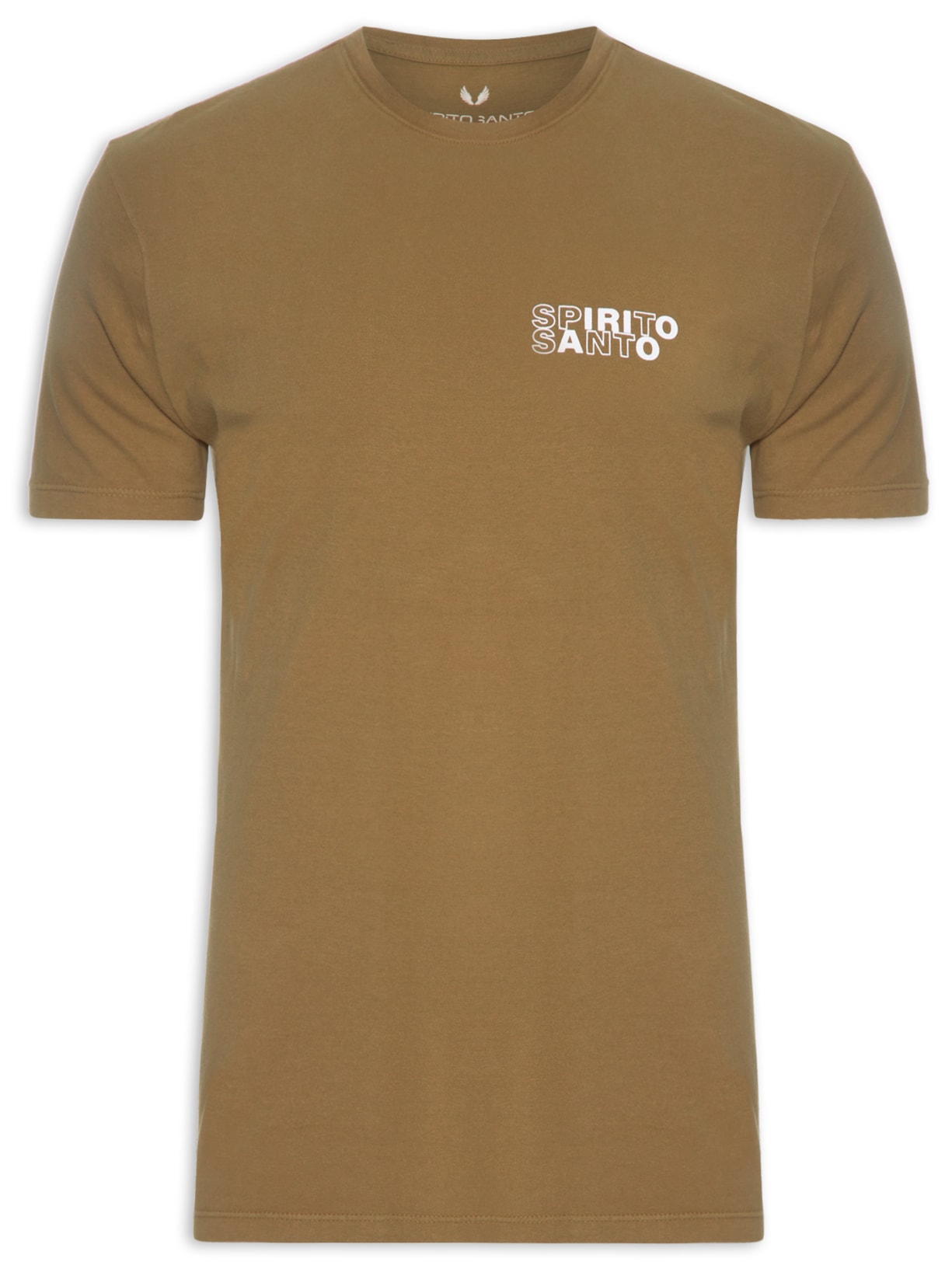 Camiseta Masculina Logo Contraste - Bege