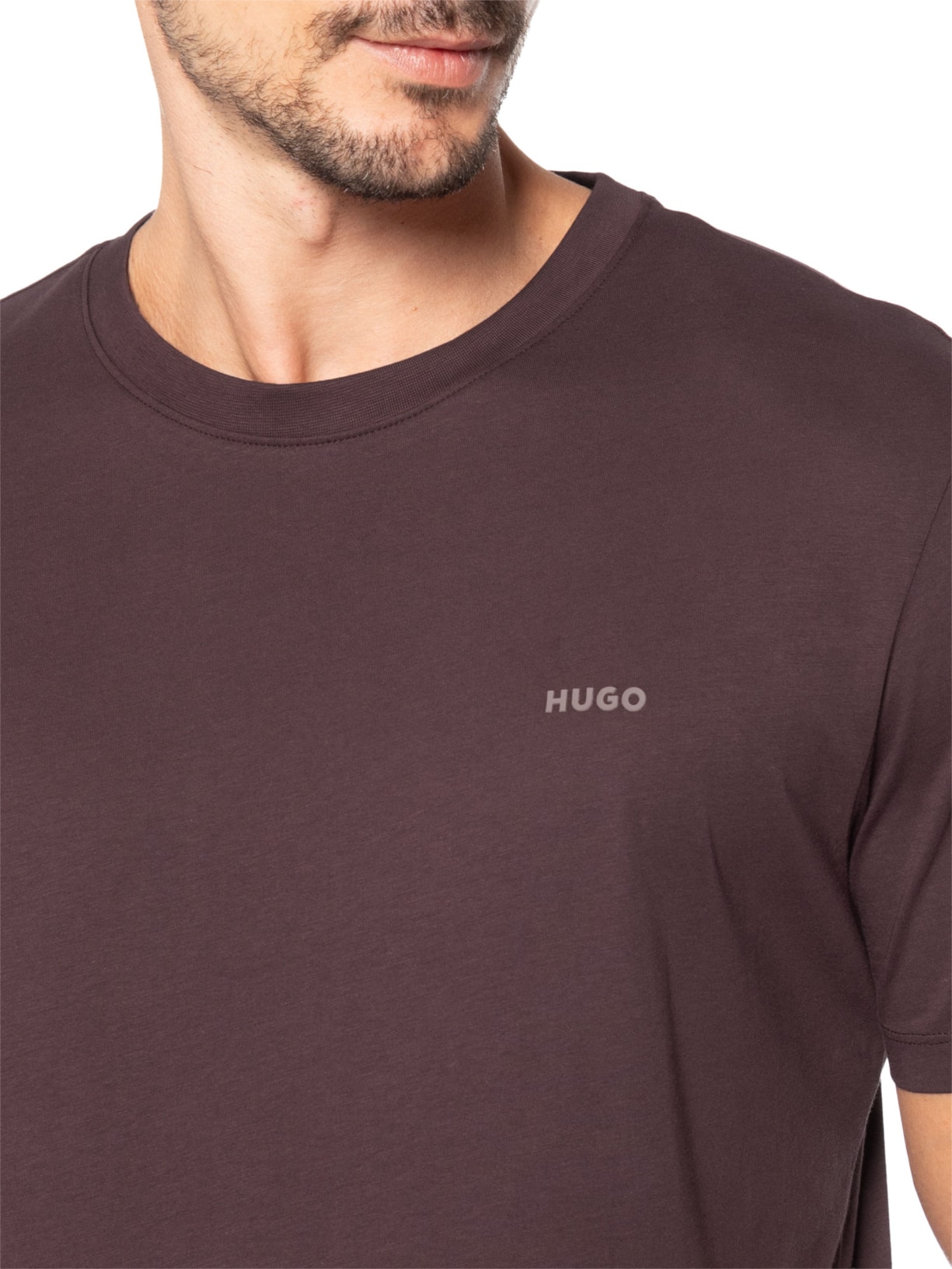Camiseta Masculina Logo Crew Neck Dero 222 Marrom Hugo