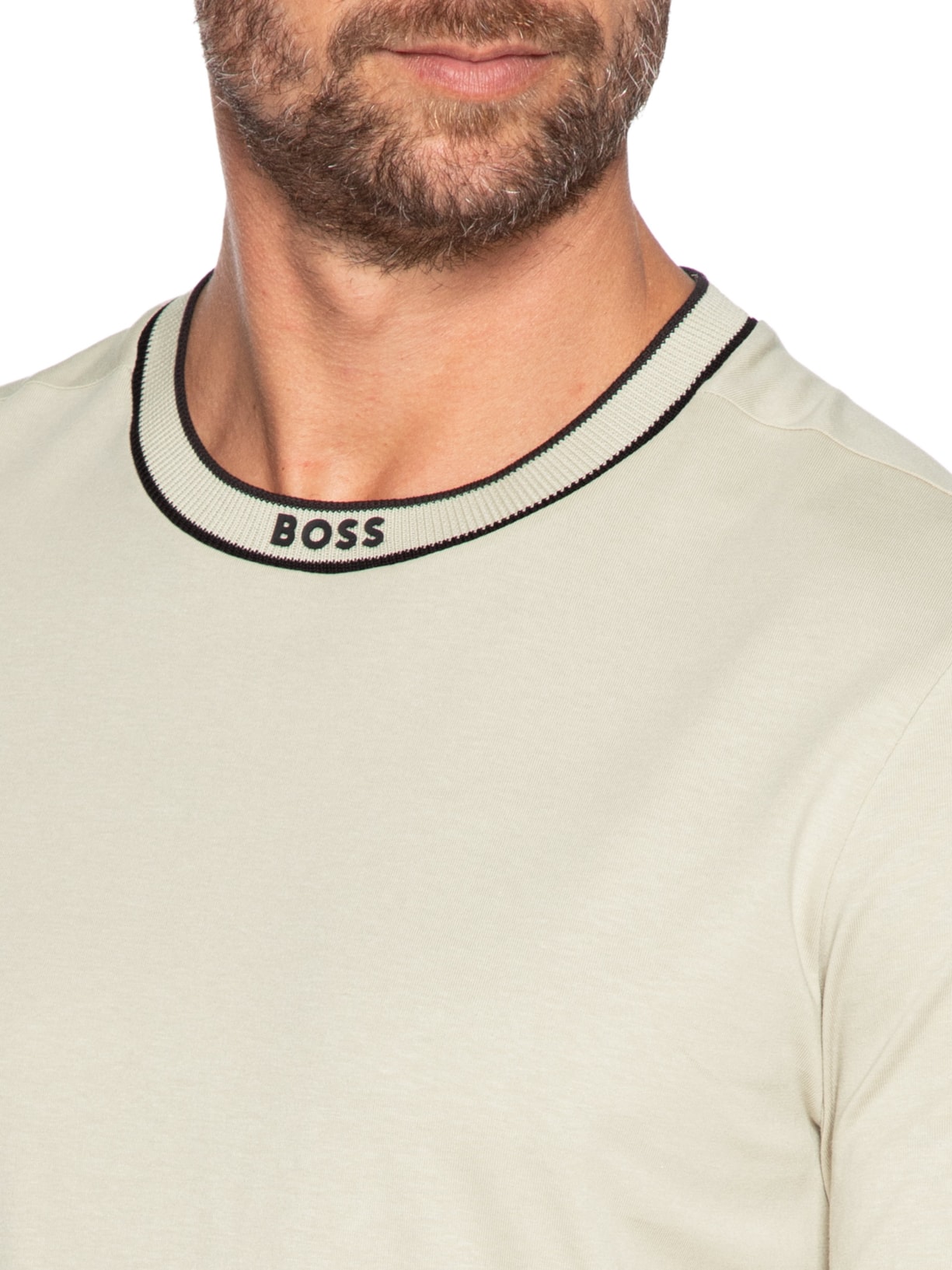 Camiseta Masculina Logo Crew Neck Tee 5 Bege Boss