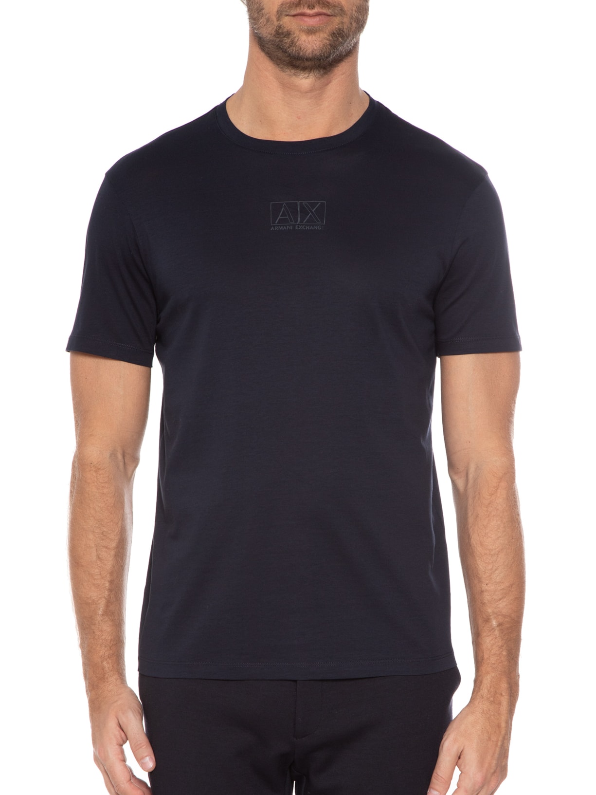 Camiseta Masculina Logo Emborrachado Azul Armani Exchange