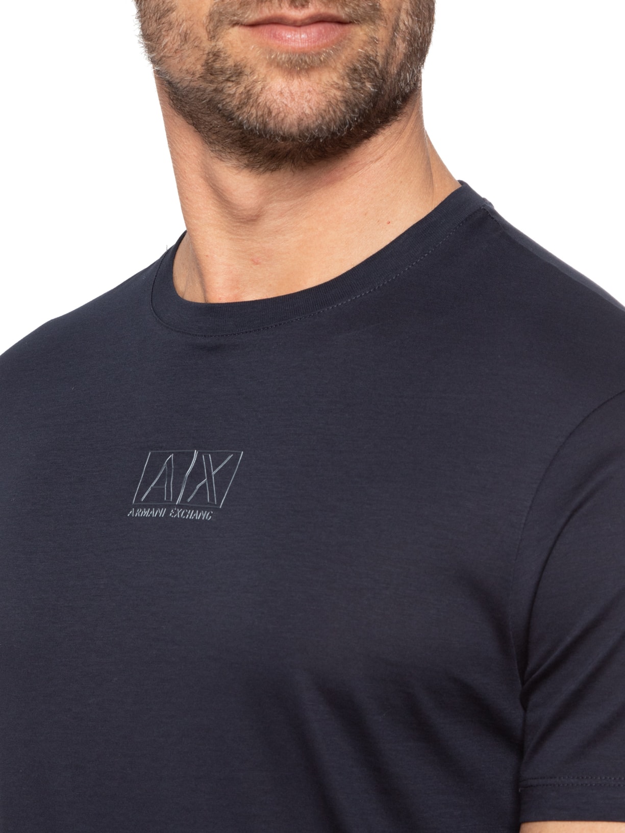 Camiseta Masculina Logo Emborrachado Azul Armani Exchange
