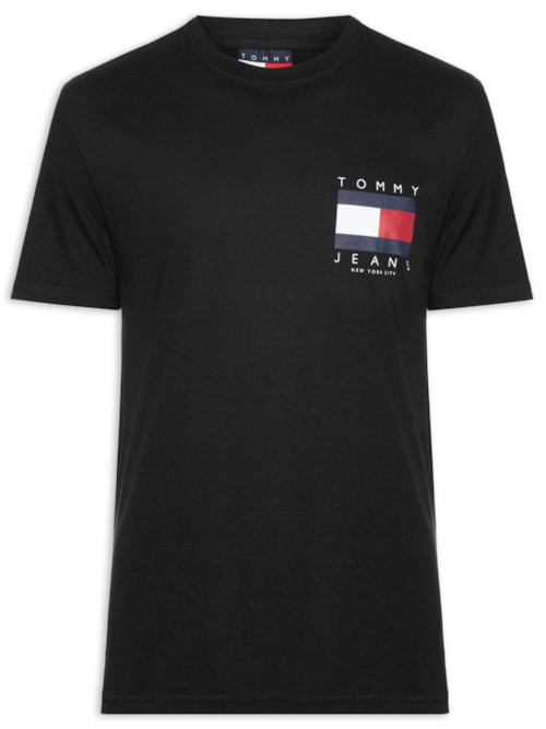 Camiseta Masculina Logo Flag Grande - Preto