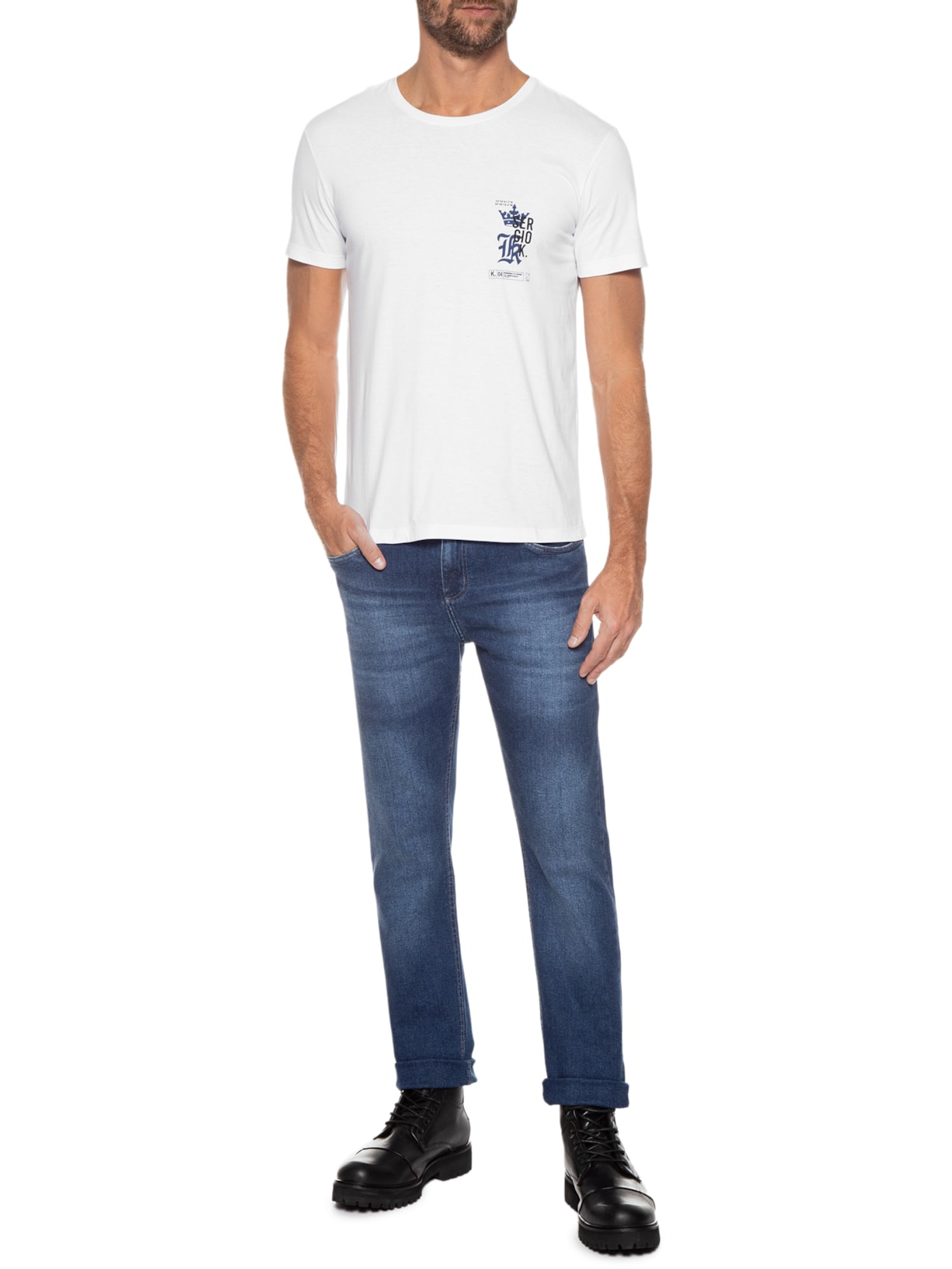 Camiseta Masculina Logo Graphic Peito Branco Sergio K