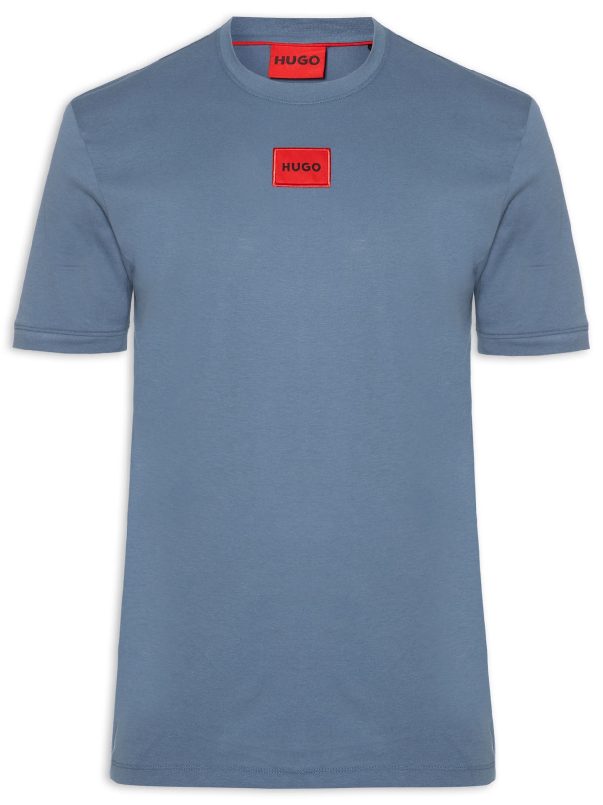 Camiseta Masculina Logo Label Crew Neck Diragolino Azul Hugo