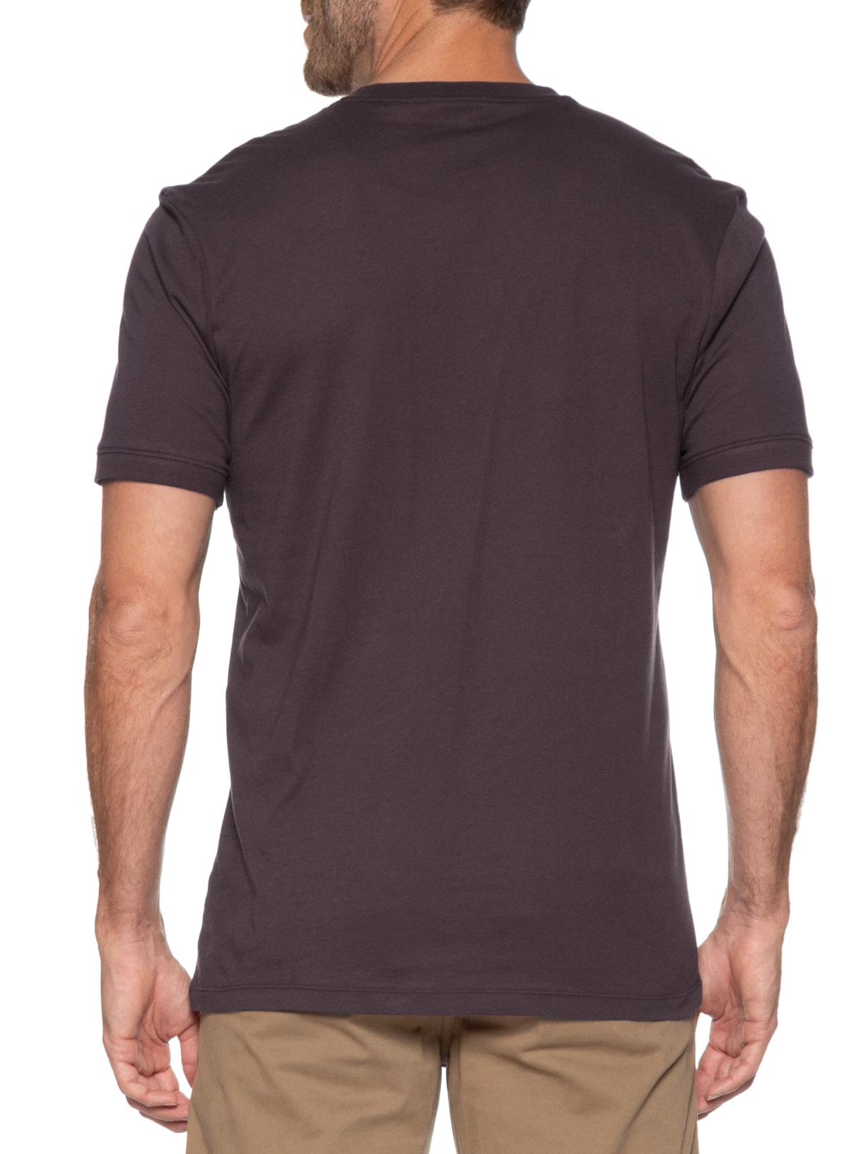 Camiseta Masculina Logo- Label Crew Neck Diragolino Marrom Hugo