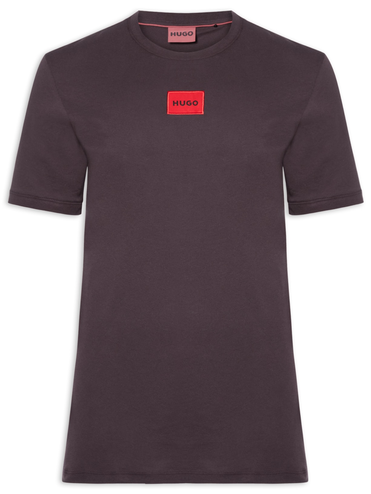 Camiseta Masculina Logo- Label Crew Neck Diragolino Marrom Hugo