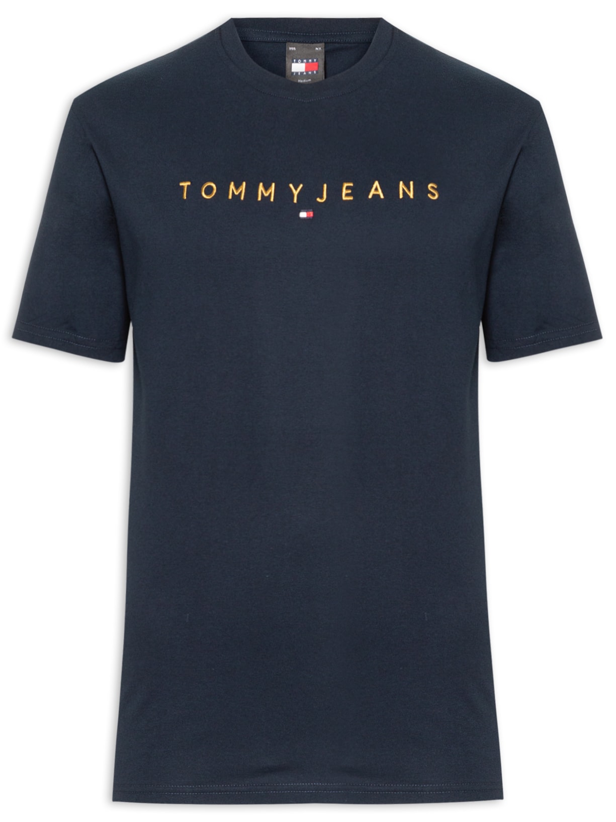 Camiseta Masculina Logo Linear Gold Regular Fit em Algodão - Azul