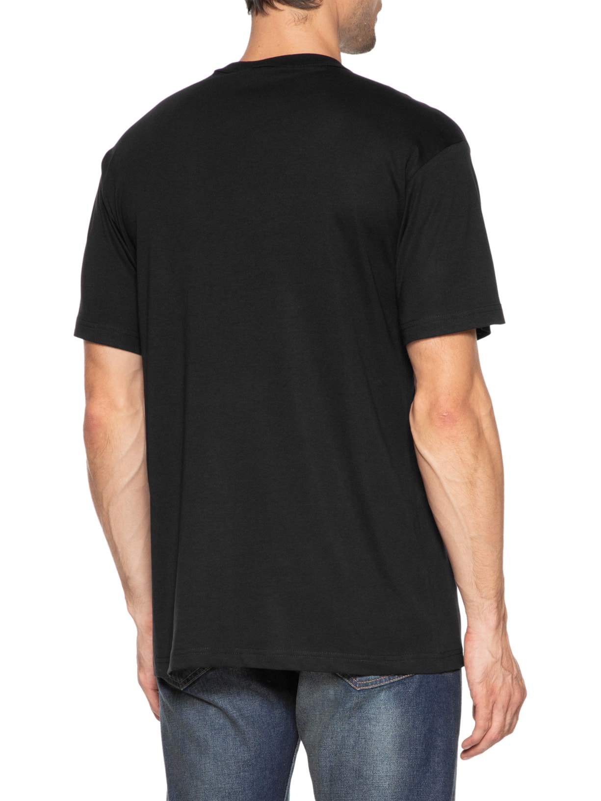 Camiseta Masculina Logo Metal Placket Preto Versace Jeans Couture