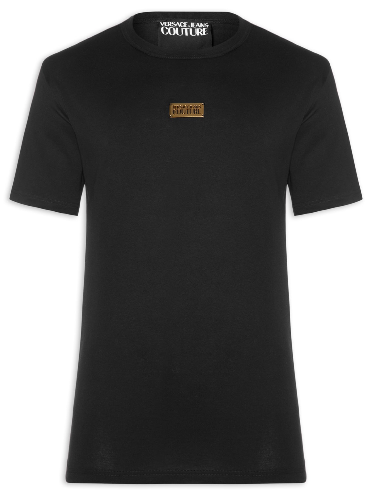Camiseta Masculina Logo Metal Placket Preto Versace Jeans Couture