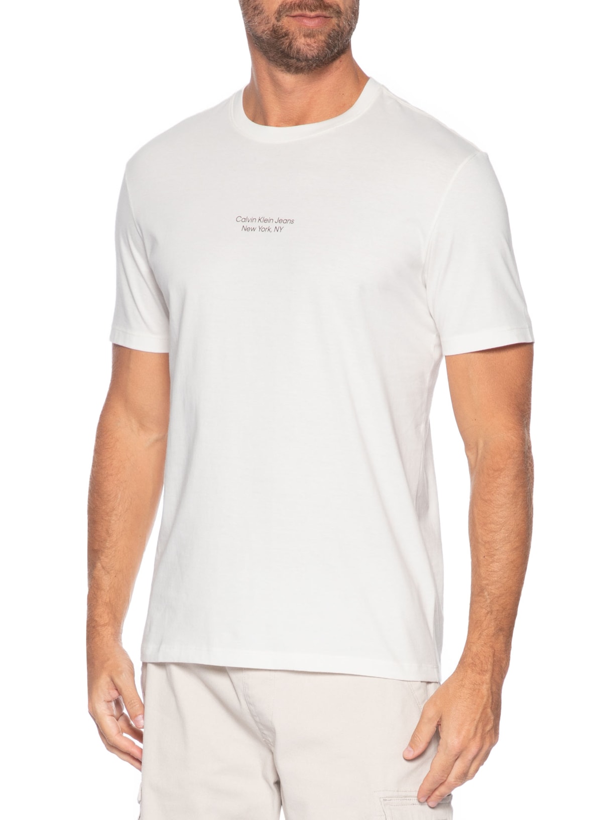 Camiseta Masculina Logo NY Branco Calvin Klein Jeans