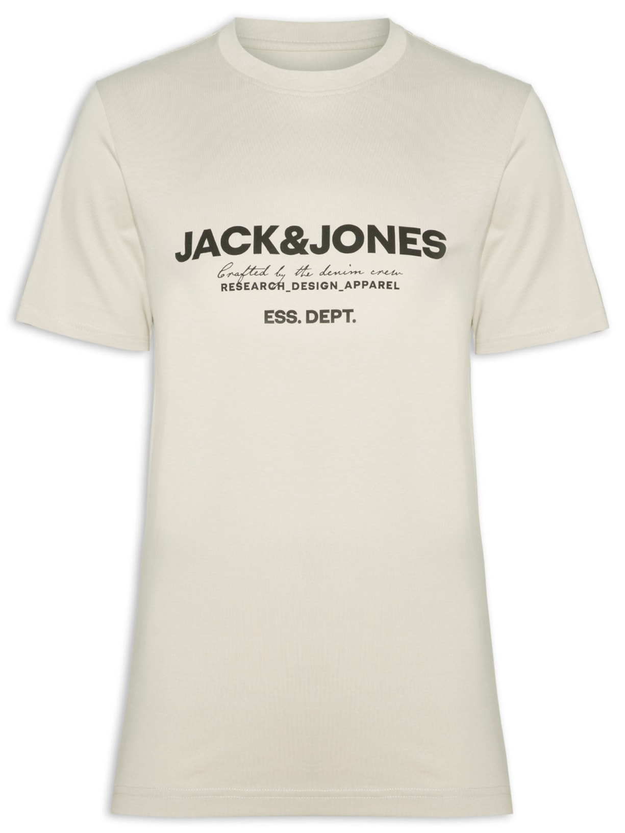 Camiseta Masculina Logo Print Gola Careca Em Algodão- Bege