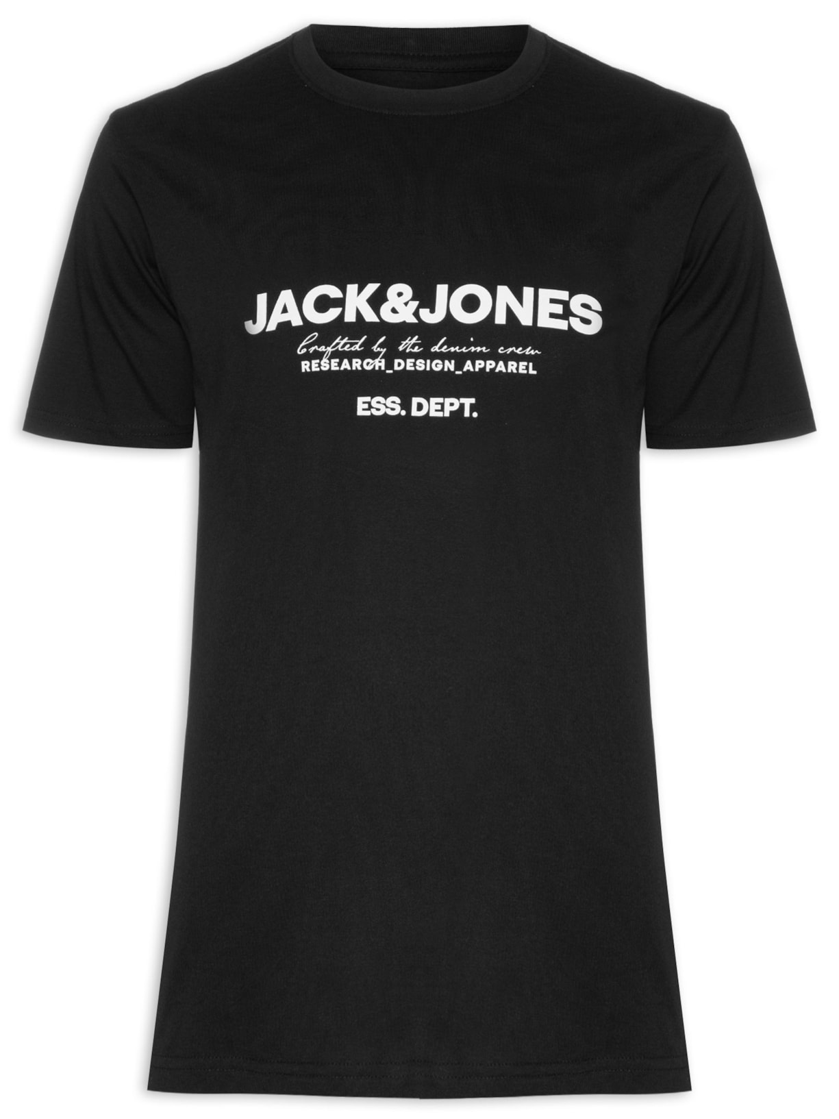 Camiseta Masculina Logo Print Gola Careca Em Algodão - Preto