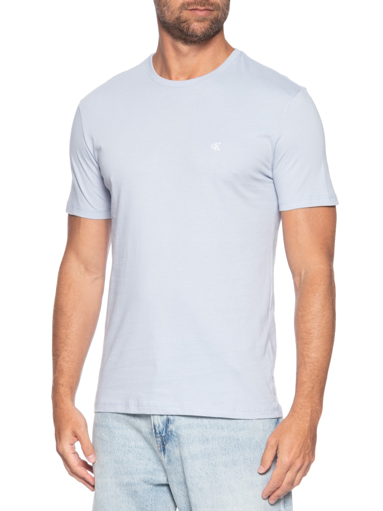 Camiseta Masculina Logo Serif Font Azul Calvin Klein Jeans