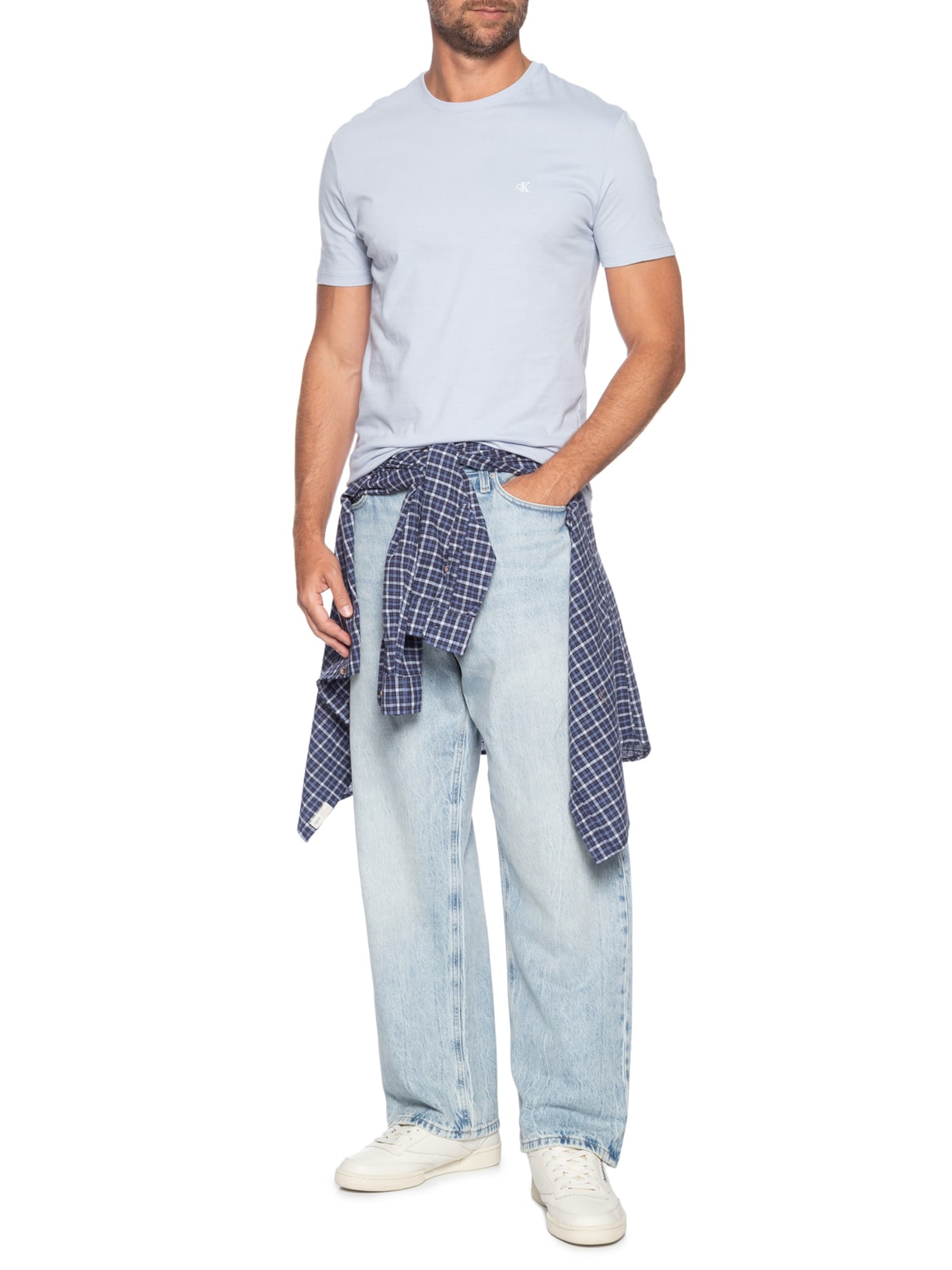 Camiseta Masculina Logo Serif Font Azul Calvin Klein Jeans