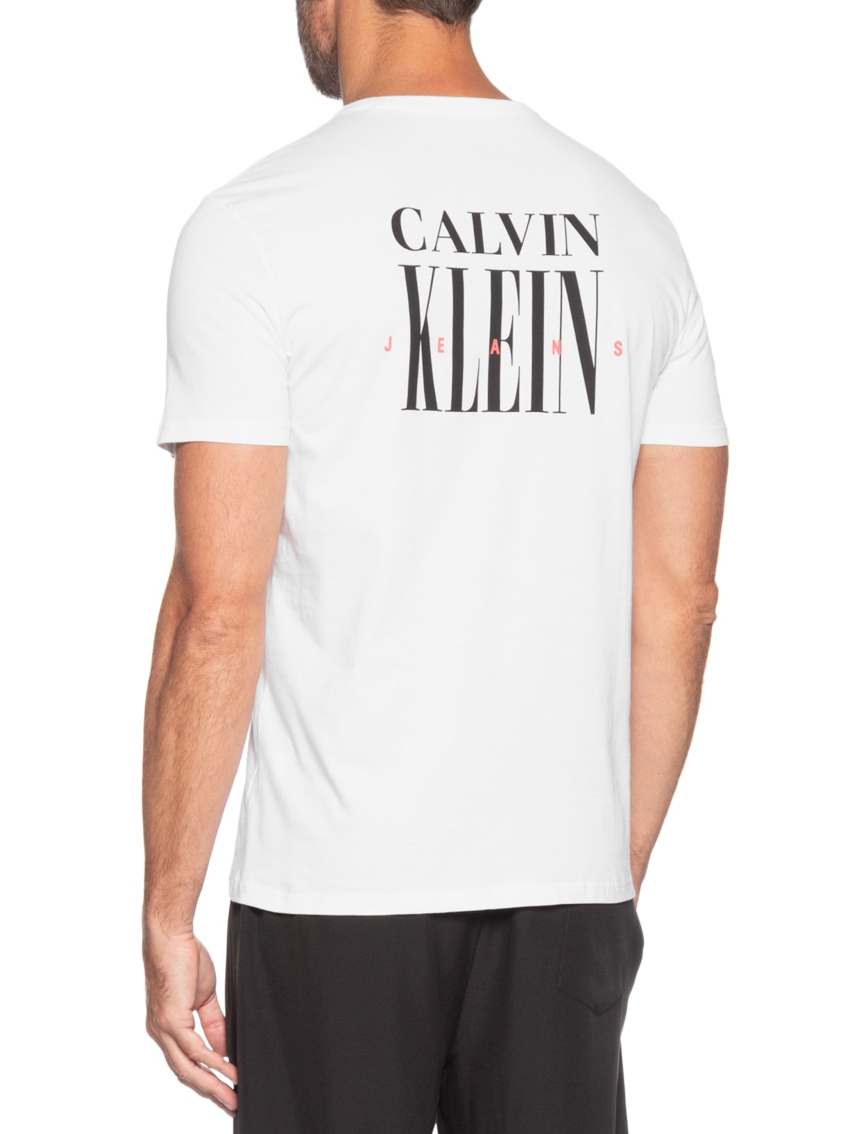 Camiseta Masculina Logo Serif Font Branco Calvin Klein Jeans