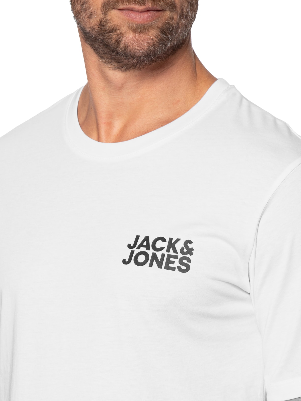 Camiseta Masculina Logo Slim Fit Em Algodão Off White Jack & Jones