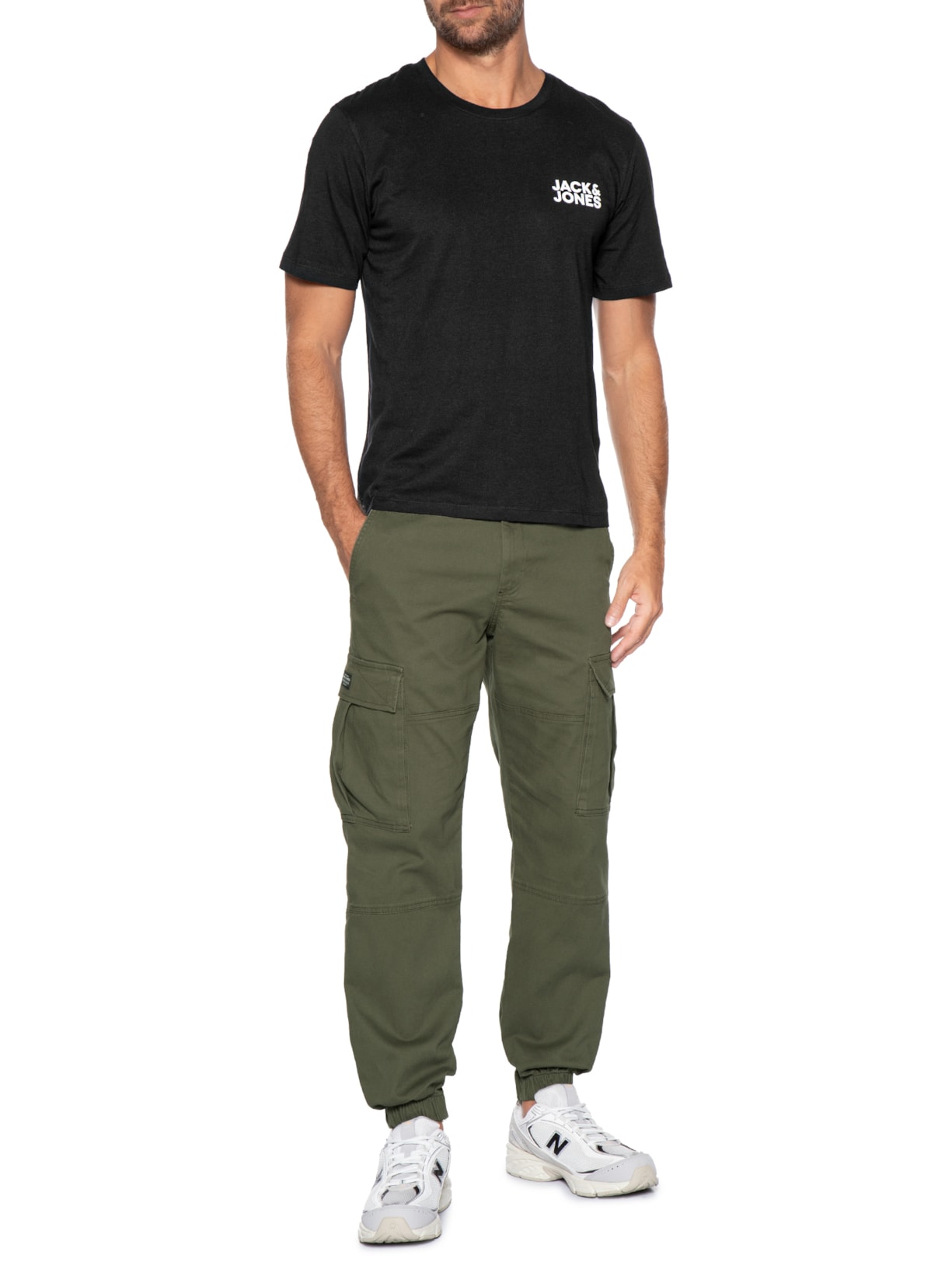 Camiseta Masculina Logo Slim Fit Em Algodão Preto Jack & Jones