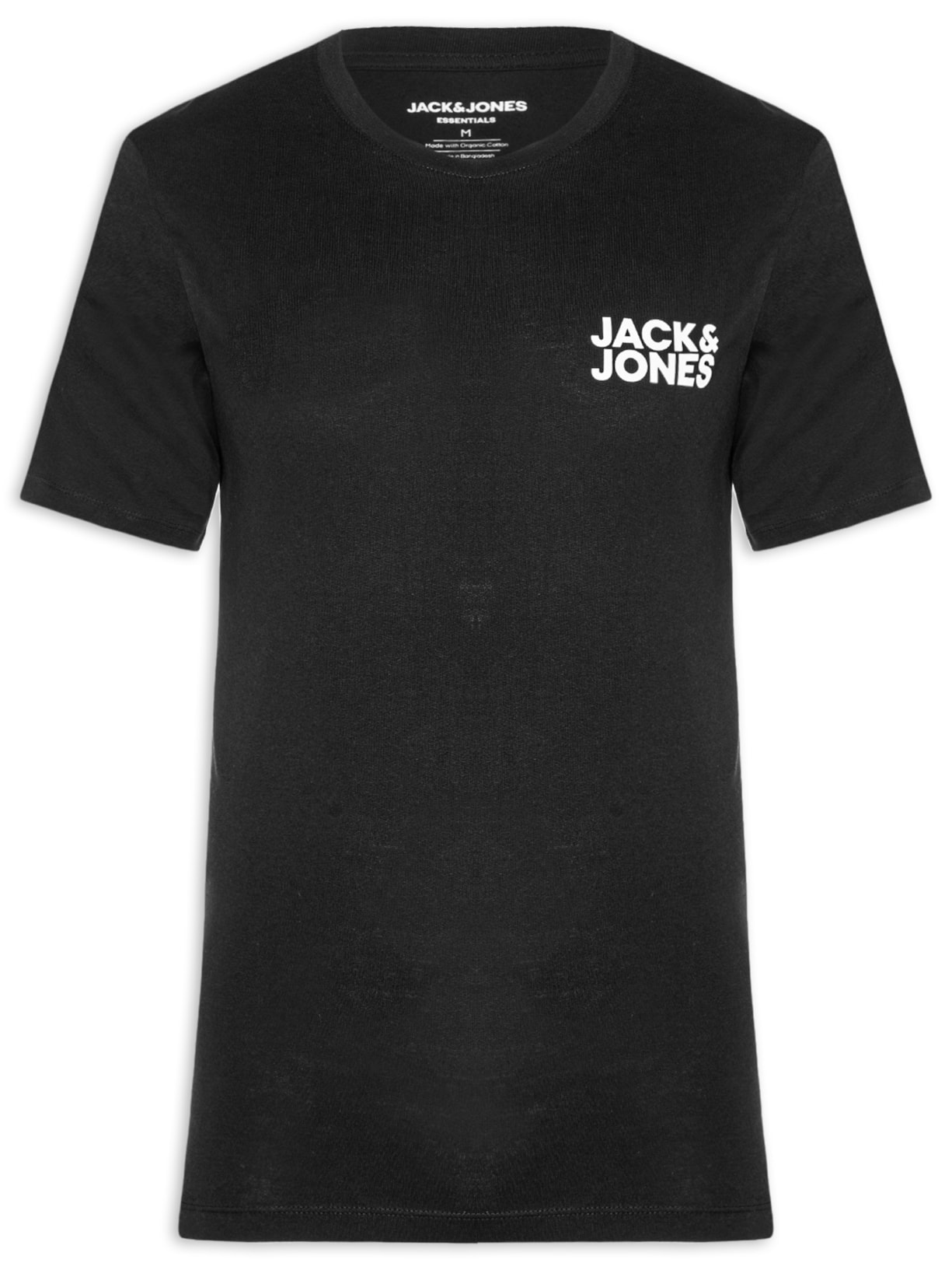 Camiseta Masculina Logo Slim Fit Em Algodão Preto Jack & Jones