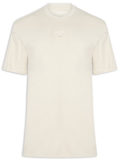 Camiseta Masculina Loose Fit Rubber Prin - Bege