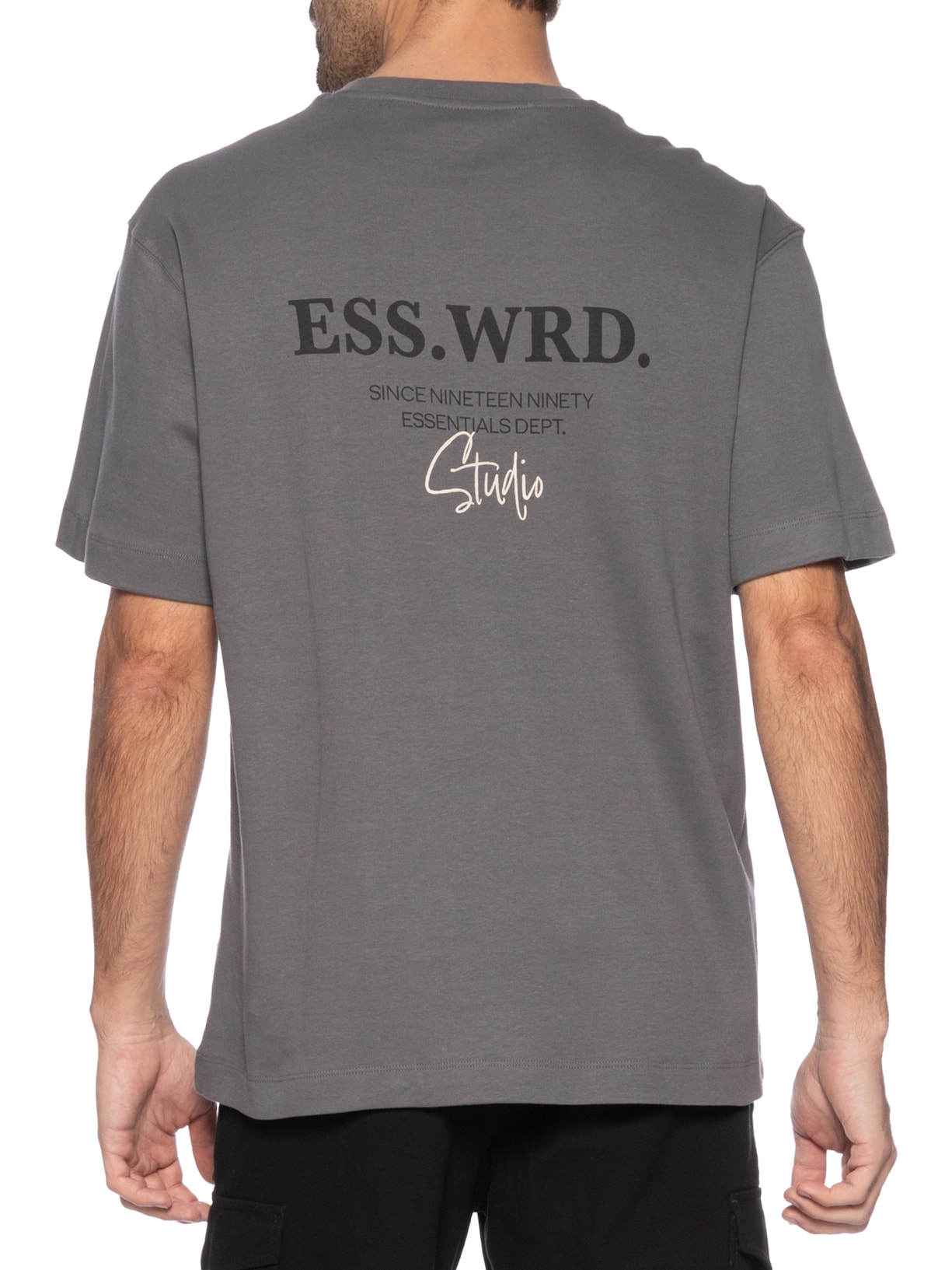 Camiseta Masculina Loose Fit Rubber Prin Cinza Jack & Jones