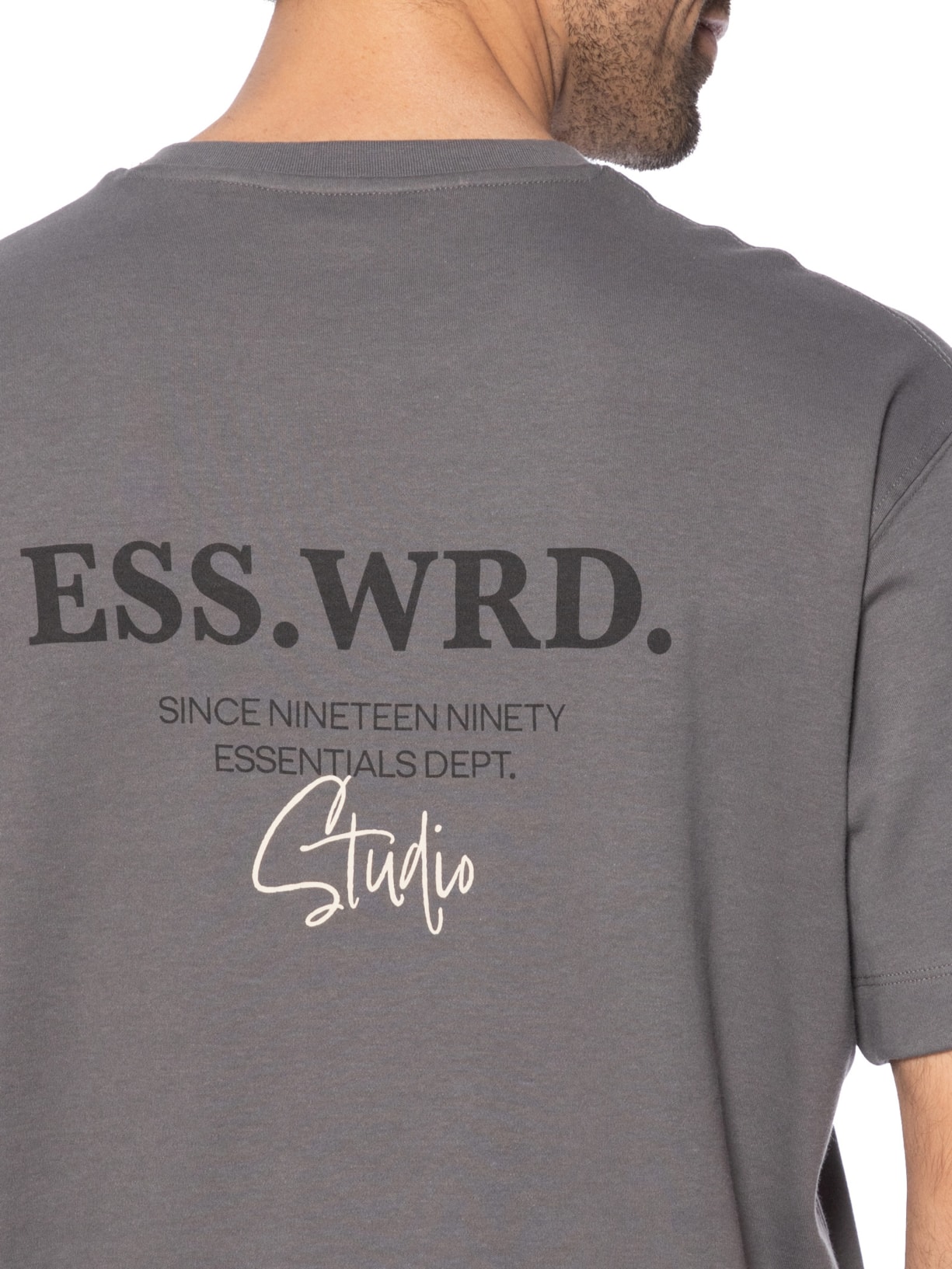 Camiseta Masculina Loose Fit Rubber Prin Cinza Jack & Jones