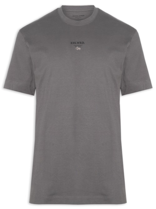 Camiseta Masculina Loose Fit Rubber Prin - Cinza