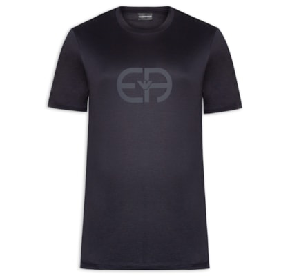 Camiseta Masculina Lyocell-Blend Jersey With EA Logo Print - Azul