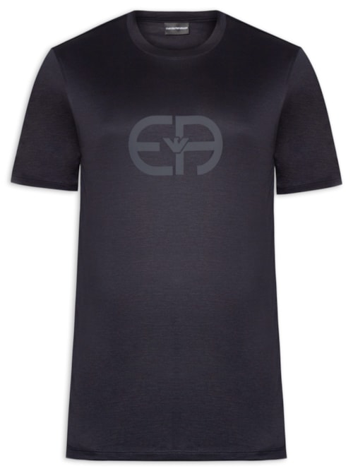 Camiseta Masculina Lyocell-Blend Jersey With EA Logo Print - Azul