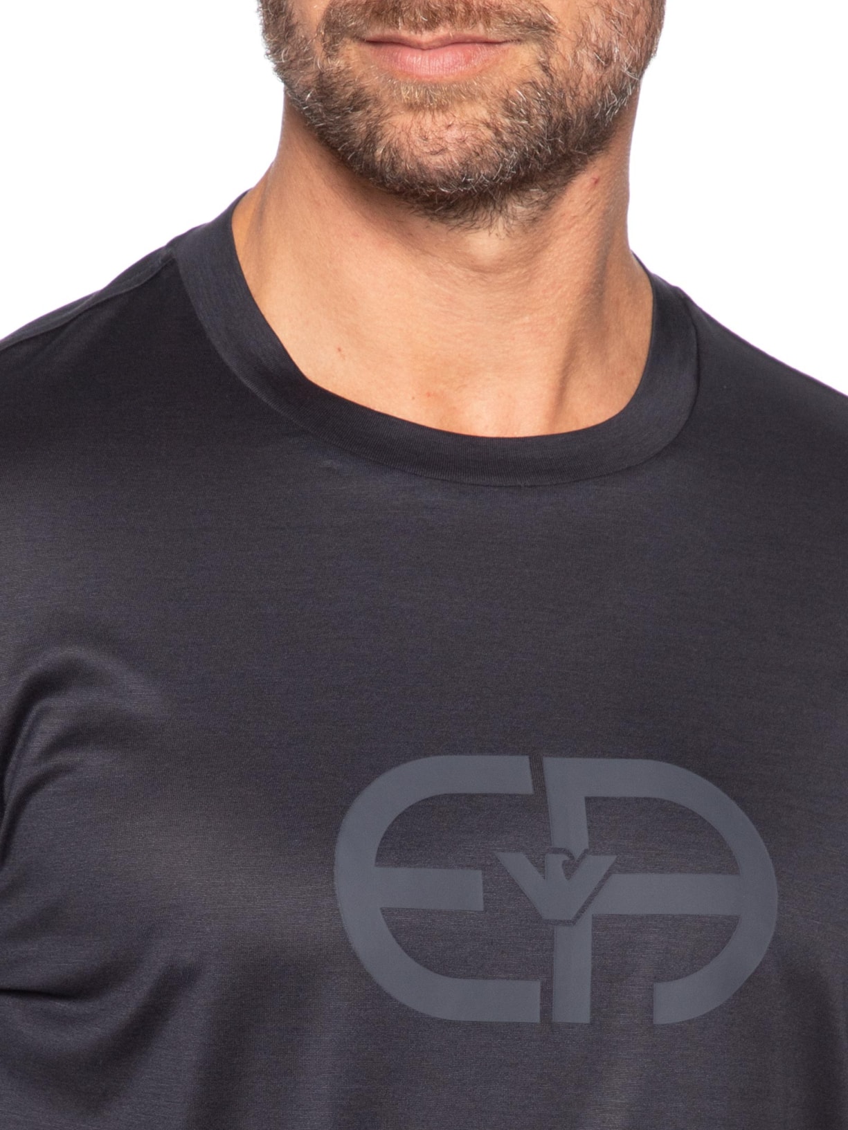 Camiseta Masculina Lyocell-Blend Jersey With EA Logo Print Azul Emporio Armani