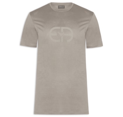 Camiseta Masculina Lyocell-Blend Jersey With EA Logo Print - Cinza