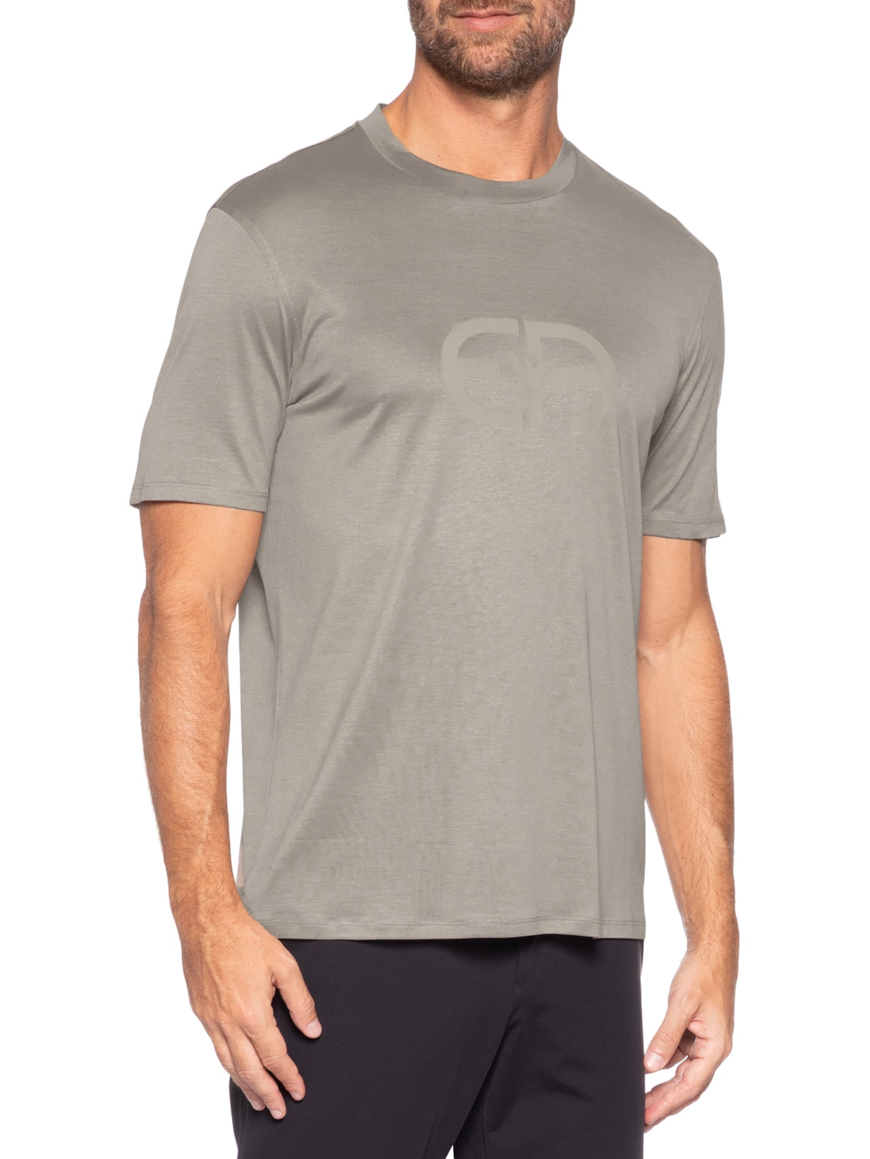 Camiseta Masculina Lyocell-Blend Jersey With EA Logo Print Cinza Emporio Armani