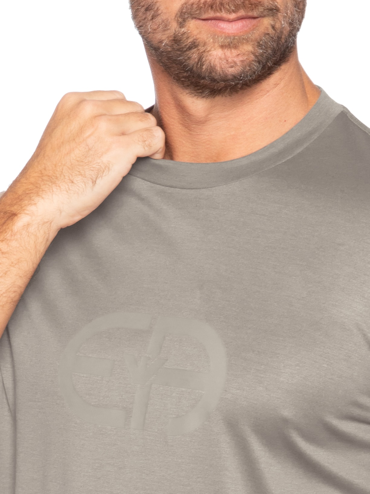 Camiseta Masculina Lyocell-Blend Jersey With EA Logo Print Cinza Emporio Armani