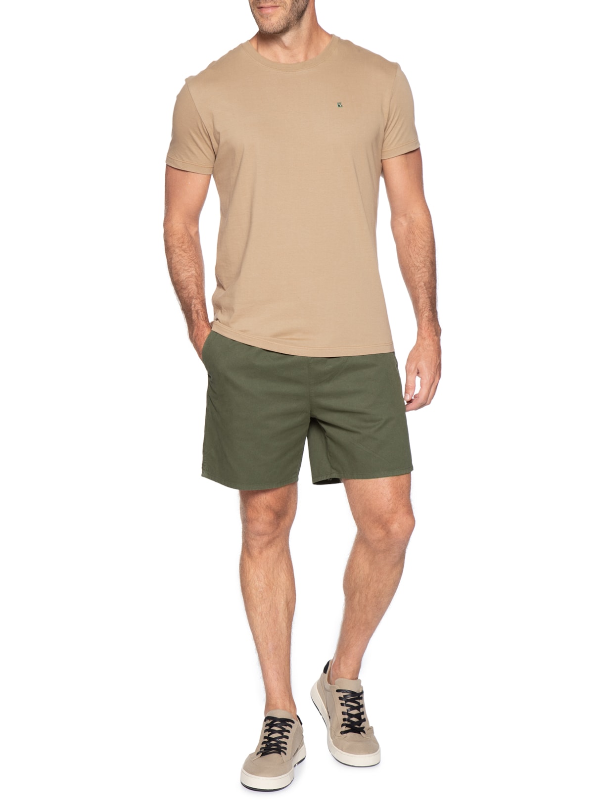 Camiseta Masculina M/M Logo Bege Foxton