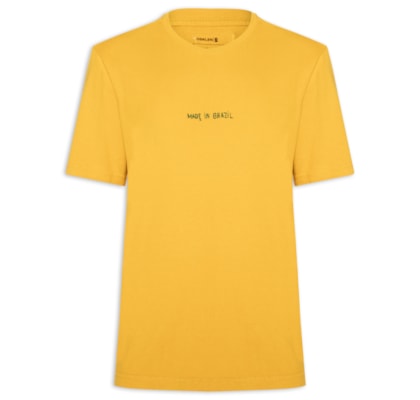 Camiseta Masculina Made In Brazil Bordado - Amarelo