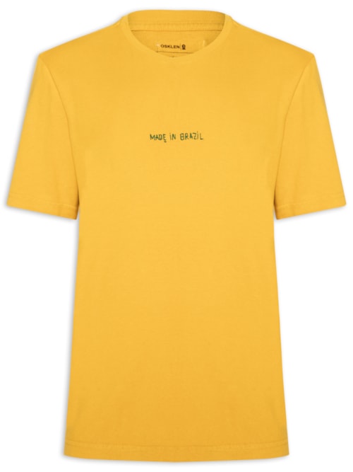Camiseta Masculina Made In Brazil Bordado - Amarelo