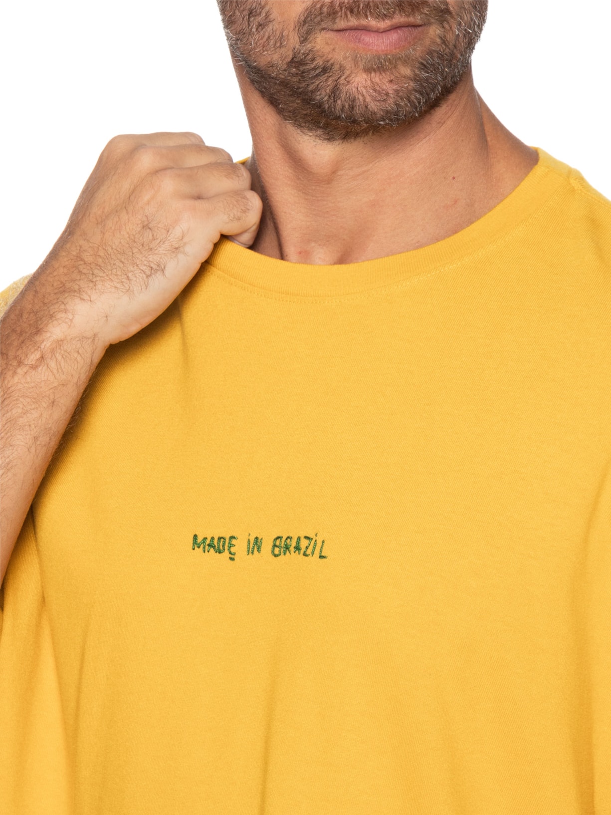 Camiseta Masculina Made In Brazil Bordado Amarelo Osklen