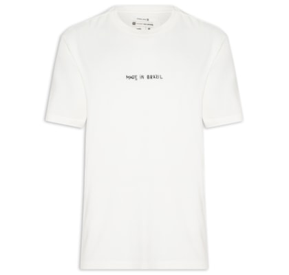 Camiseta Masculina Made In Brazil Bordado - Branco