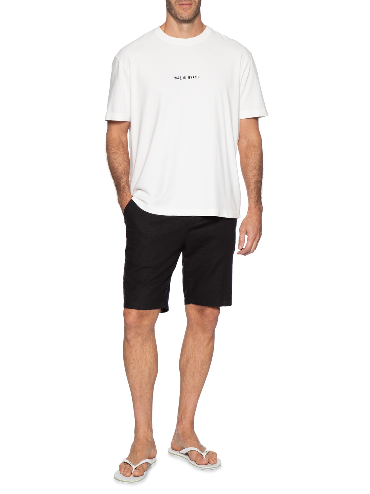 Camiseta Masculina Made In Brazil Bordado Branco Osklen