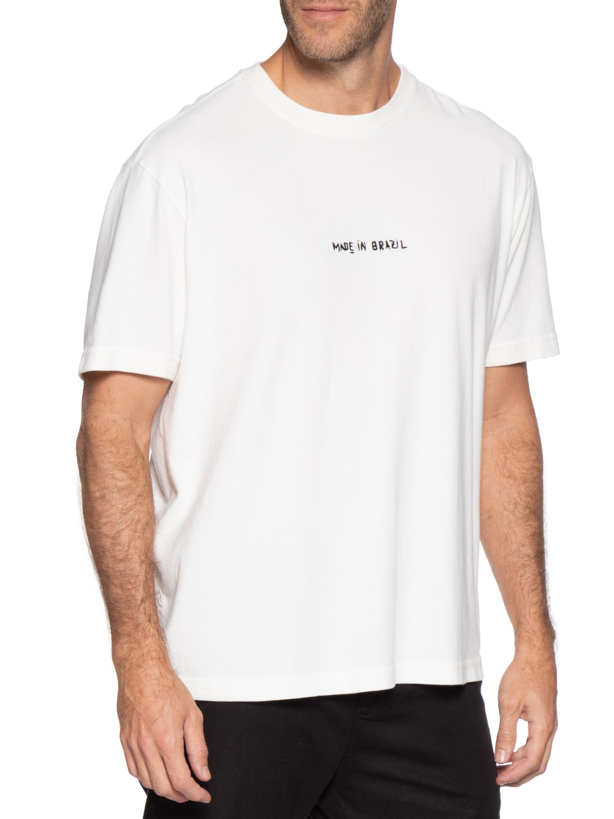 Camiseta Masculina Made In Brazil Bordado Branco Osklen