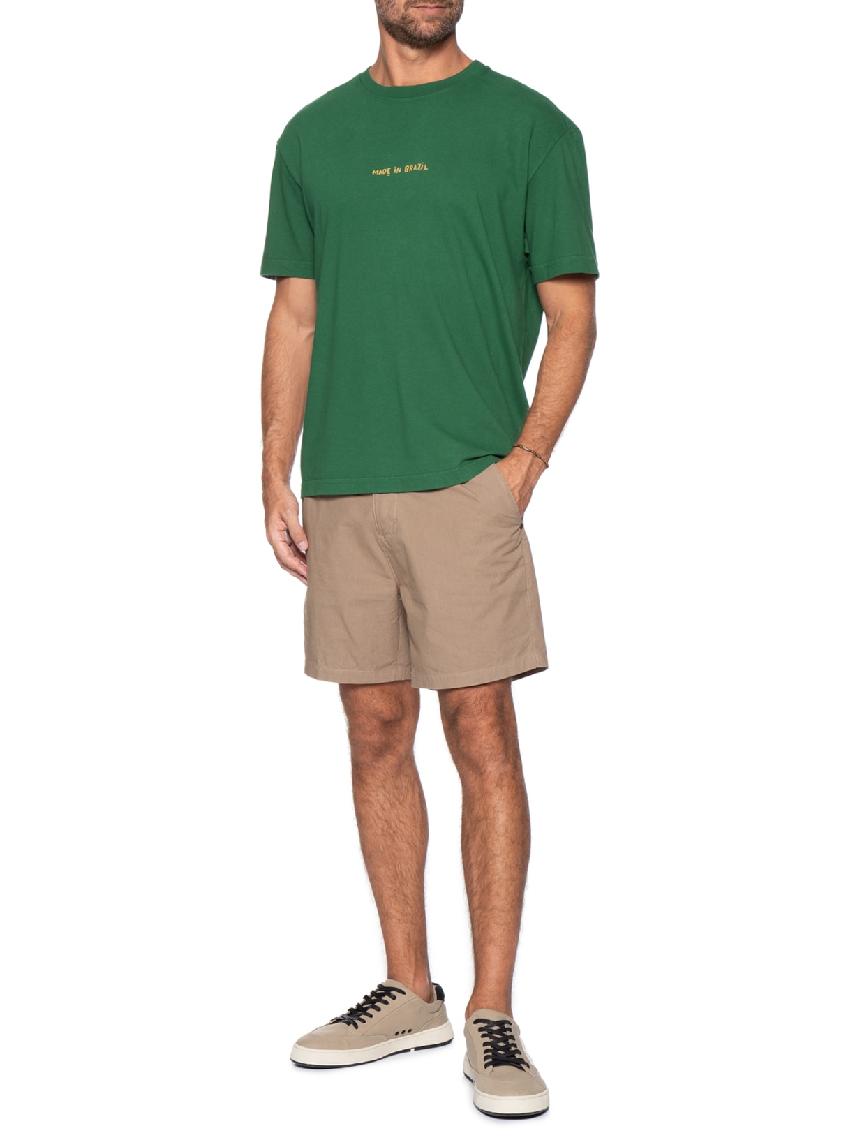 Camiseta Masculina Made In Brazil Bordado Verde Osklen