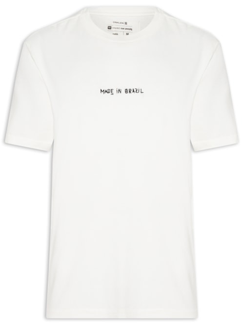 Camiseta Masculina Made In Brazil Bordado – Branco