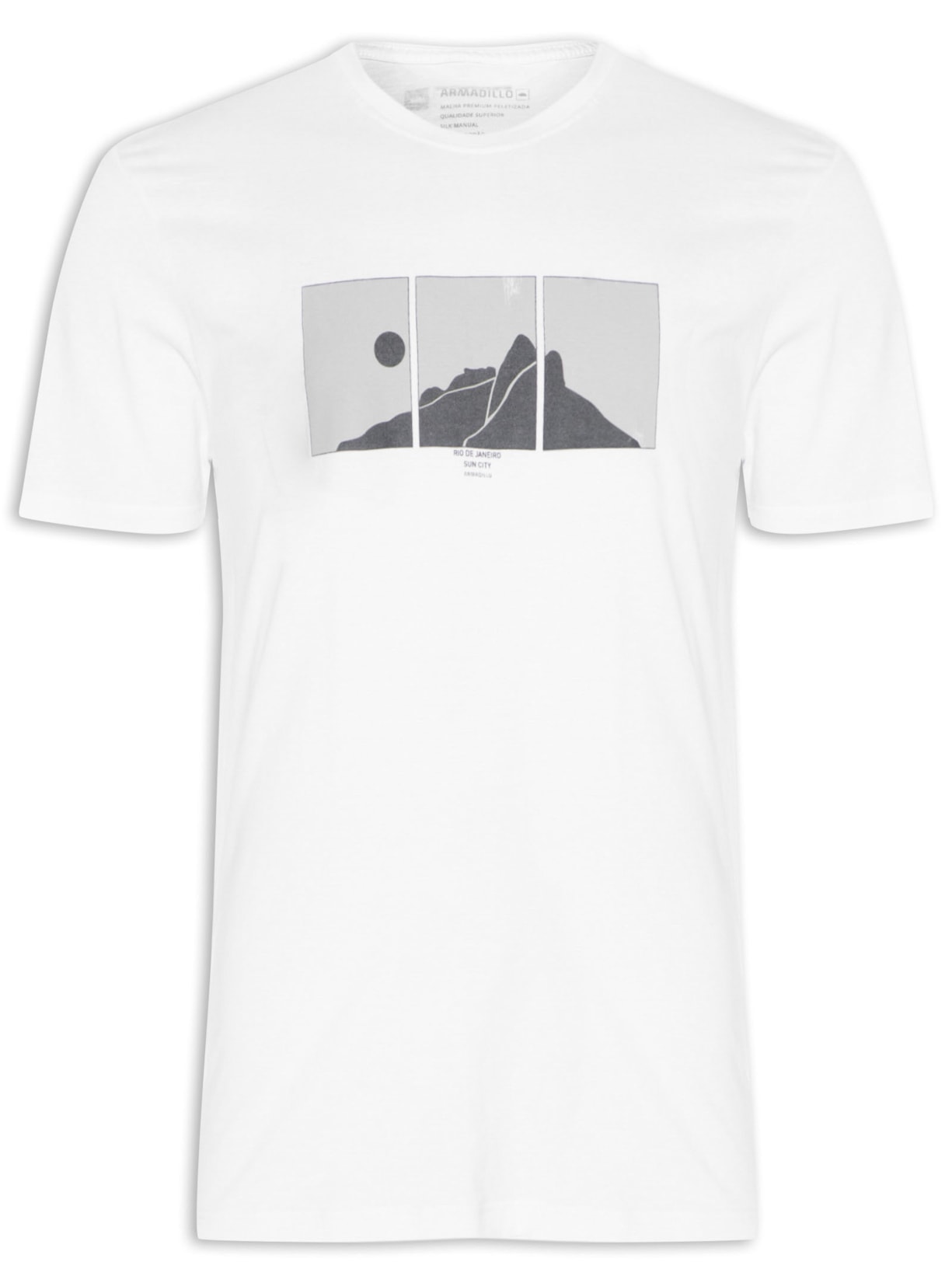 Camiseta Masculina Malha 3 Quadros Block - Branco
